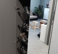 встроенный шкаф, прихожая минимализм, обувница